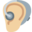 ear with hearing aid, medium-light skin tone